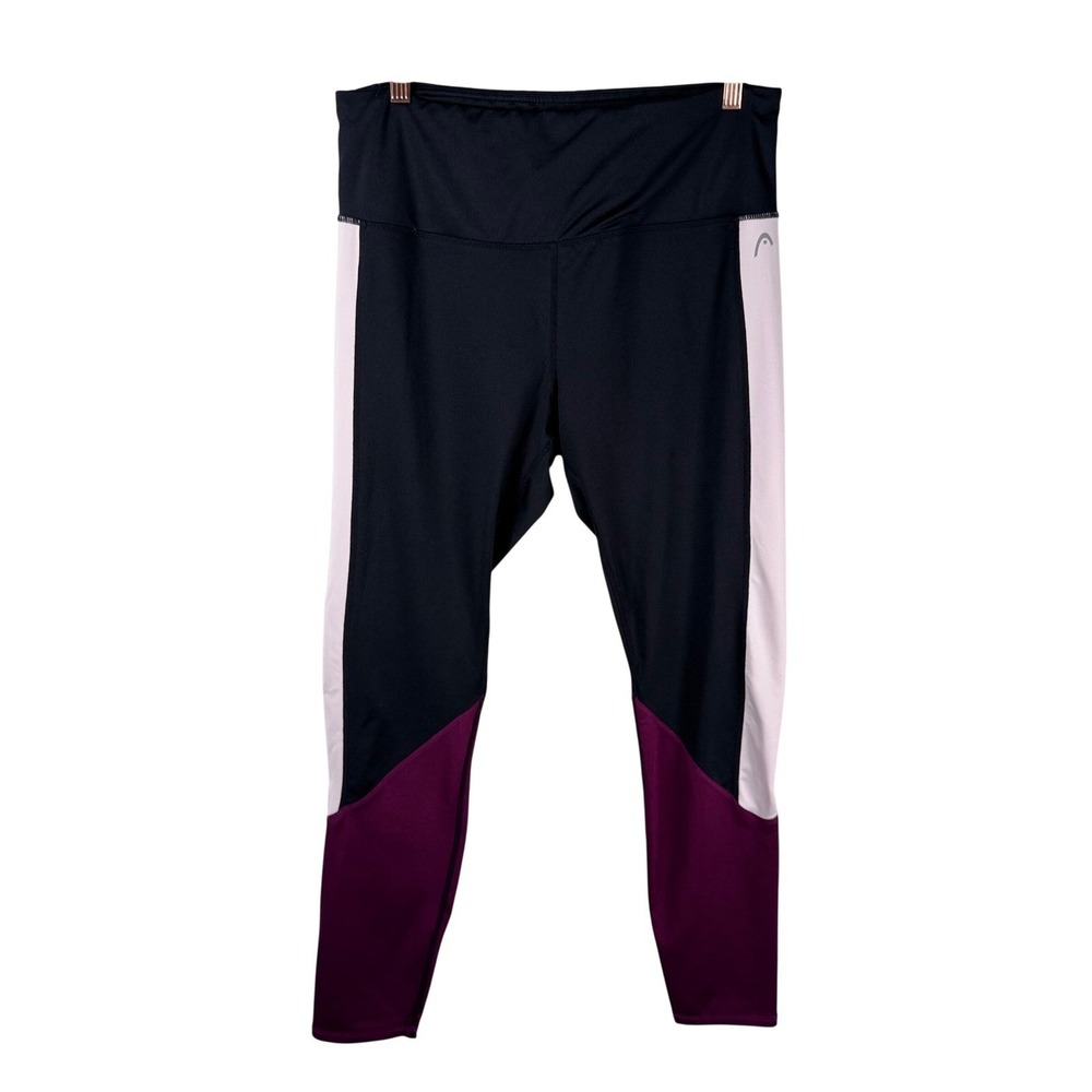 Head Womens XL Colorblock Athletic Leggings Black Pink Purple‎ Activewear Pants